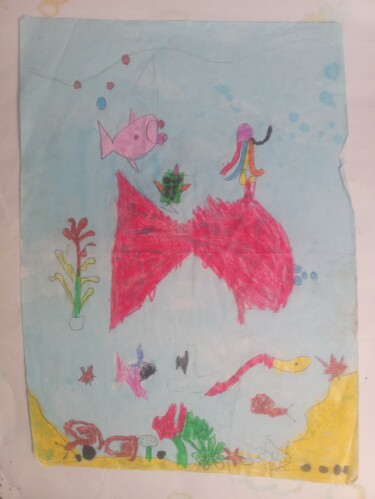Dessin intitulée "underwater drawing…" par Yeshaya Dank, Œuvre d'art originale, Crayon