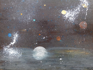 Ζωγραφική με τίτλο "Spacewalk" από Yeshaya Dank, Αυθεντικά έργα τέχνης, Ακουαρέλα