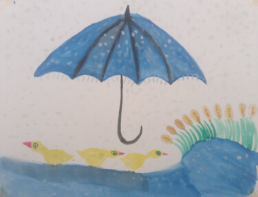 Schilderij getiteld "When life rains you…" door Yeshaya Dank, Origineel Kunstwerk, Aquarel