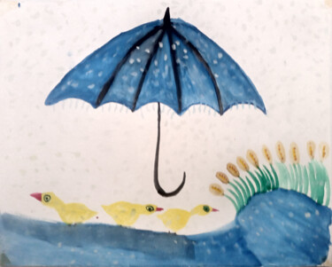 Peinture intitulée "Rained out by life…" par Yeshaya Dank, Œuvre d'art originale, Aquarelle