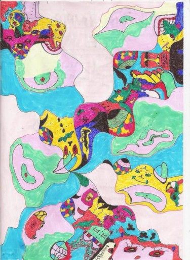 Drawing titled "imaginaire 2" by Yesus, Original Artwork