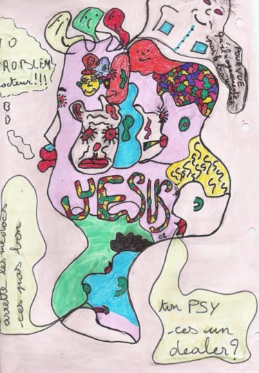 Dessin intitulée "psycose" par Yesus, Œuvre d'art originale