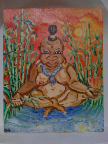 Painting titled "bebe boudha" by Yesus, Original Artwork