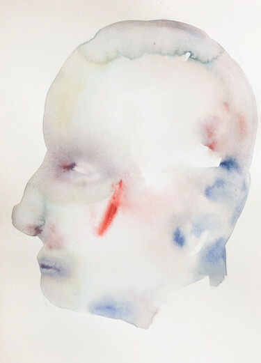 Peinture intitulée "Face I" par Yeva Adamovska, Œuvre d'art originale, Aquarelle