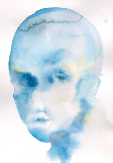 Pittura intitolato "Face II" da Yeva Adamovska, Opera d'arte originale, Acquarello
