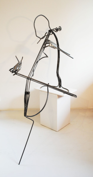 Скульптура под названием "Le violoncelliste" - Yez, Подлинное произведение искусства, Металлы