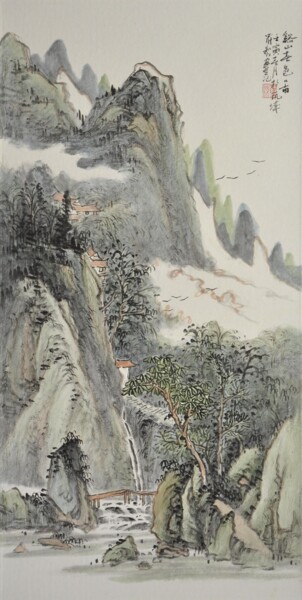 绘画 标题为“<溪山春色图 >” 由毅 罗, 原创艺术品, 墨