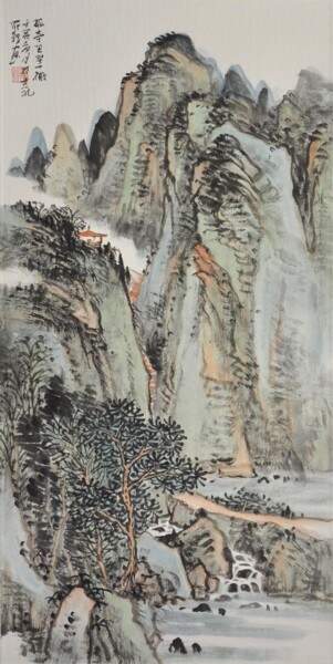 绘画 标题为“<孤亭尘翠威 >” 由毅 罗, 原创艺术品, 墨