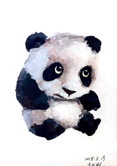 Peinture intitulée "panda 2" par Yixuan Li Tetart, Œuvre d'art originale, Gouache