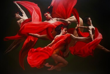 Peinture intitulée "RED DANCE" par Yiğit Dündar, Œuvre d'art originale, Huile
