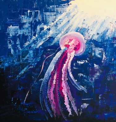 Schilderij getiteld "Jellyfish" door Yiğit Özcan, Origineel Kunstwerk, Acryl