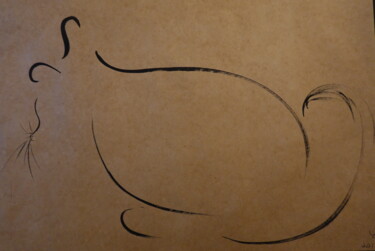 Disegno intitolato "Cat4" da Yi Ling, Opera d'arte originale, Inchiostro