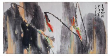 Pittura intitolato "清风荷雅大自在" da Yingcai Shi, Opera d'arte originale, Inchiostro