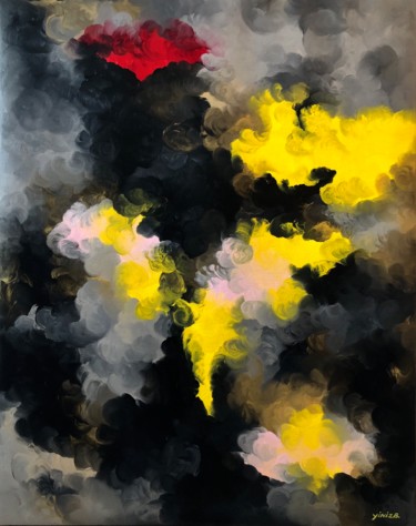 Peinture intitulée "Yellow smoke" par Yini Zhao, Œuvre d'art originale, Huile