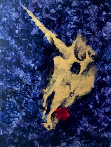 Painting titled "Sauvage: The unicorn" by Yini Zhao, Original Artwork, Oil