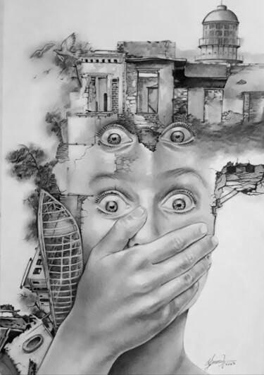 Dibujo titulada "Continuidad" por Yiroshi Toujague Torres, Obra de arte original, Lápiz
