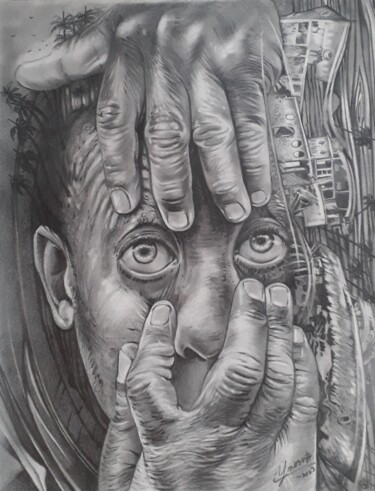 Drawing titled "Distorsión de la re…" by Yiroshi Toujague Torres, Original Artwork, Pencil