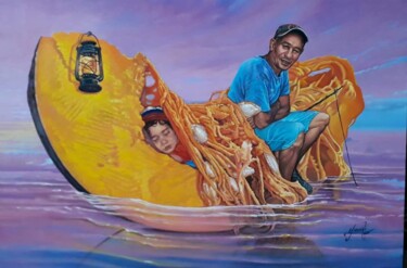Pintura intitulada "La travesía" por Yiroshi Toujague Torres, Obras de arte originais, Óleo