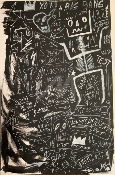 Schilderij getiteld "Hommage  basquiat" door Ykstreetart, Origineel Kunstwerk, Acryl