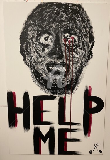 Schilderij getiteld "Help me" door Ykstreetart, Origineel Kunstwerk, Acryl