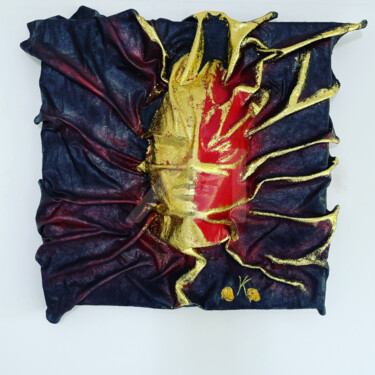Mis ange mis démons Textile Art titled "Mis ange mis démons" by Yk, Original Art, Fabric