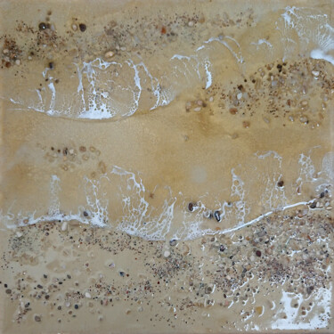 Painting titled "GOLDEN SANDS" by Yla Pil, Original Artwork, Enamel Mounted on Wood Stretcher frame