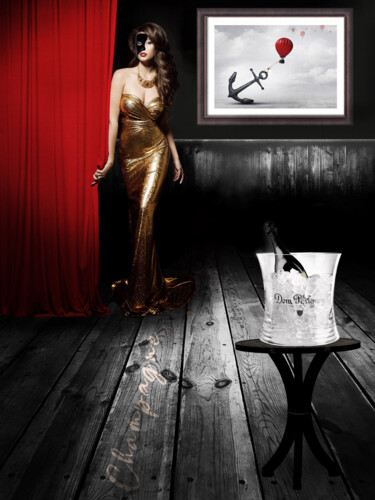 Цифровое искусство под названием "Champagne" - Ylenia Pizzetti, Подлинное произведение искусства, Фотомонтаж