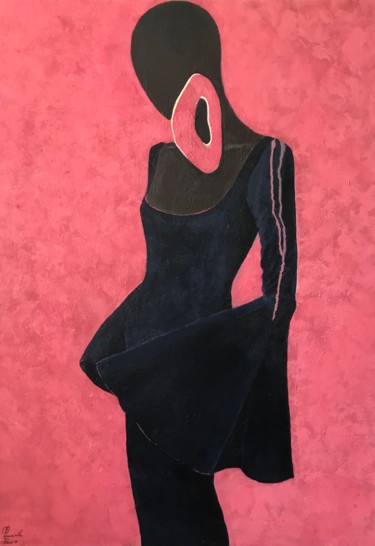 Современная картина «Девушка в чёрном» 100х70 Pintura titulada "Современная картина…" por Julia Filatova, Obra de arte original, Acrílico Montado en Bastidor standard