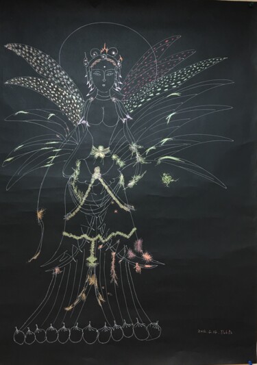 Schilderij getiteld "Affectionate Nine-t…" door Ylohps Yang, Origineel Kunstwerk, Balpen