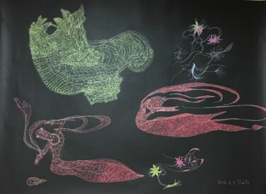 Картина под названием "Flying Dragon King" - Ylohps Yang, Подлинное произведение искусства, Шариковая ручка
