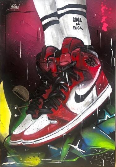 Painting titled "Air Jordan 1" by Ynoxe, Original Artwork, Spray paint