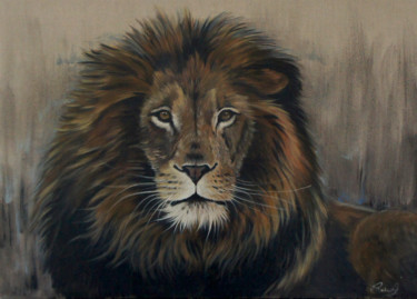Pintura intitulada "La sagesse du lion" por Yoan Rimbault, Obras de arte originais, Acrílico