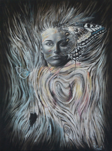 Peinture intitulée "La femme papillon" par Yoan Rimbault, Œuvre d'art originale, Acrylique