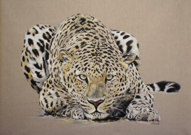 Painting titled "Le léopard" by Yoan Rimbault, Original Artwork, Acrylic