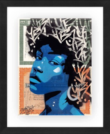 Malarstwo zatytułowany „Blue Afro” autorstwa Yoann Bonneville, Oryginalna praca, Akryl