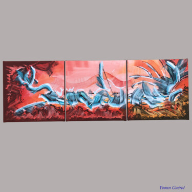 Painting titled "Ice dragon" by Yoann Guérot, Original Artwork, Acrylic