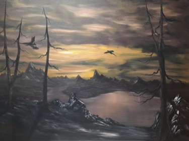 Pintura titulada "The Dragons Era" por Yobe, Obra de arte original, Oleo Montado en Bastidor de camilla de madera