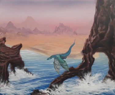 Картина под названием "Little dragoon vibes" - Yobe, Подлинное произведение искусства, Масло Установлен на Деревянная рама д…