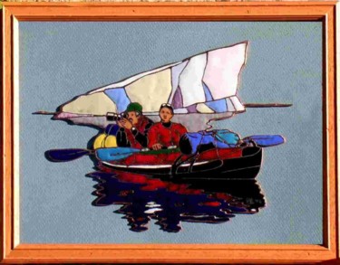 Peinture intitulée "kayak T.C 2004" par Yo, Œuvre d'art originale