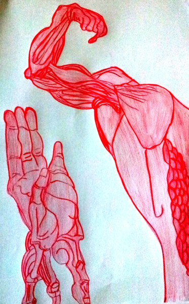 Рисунок под названием "Anatomie imaginaire" - Yog-Sothoth, Подлинное произведение искусства, Карандаш
