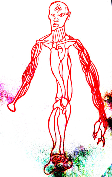 Картина под названием "Recomposition pseud…" - Yog-Sothoth, Подлинное произведение искусства, Шариковая ручка
