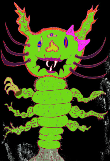 Drawing titled "Hell-O-Kitty" by Yog-Sothoth, Original Artwork, Ballpoint pen