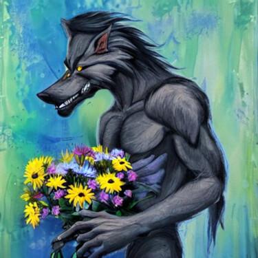 Digitale Kunst mit dem Titel "a werewolf in love…" von Yog-Sothoth, Original-Kunstwerk, KI-generiertes Bild