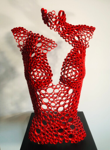 "Inès" Buste femme cuivre Rouge Skulptur mit dem Titel ""Inès" Buste femme…" von Yohan Plu, Original Kunstwerk, Metalle