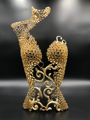Sculpture titled ""Yüna" buste femme" by Yohan Plu, Original Artwork, Metals