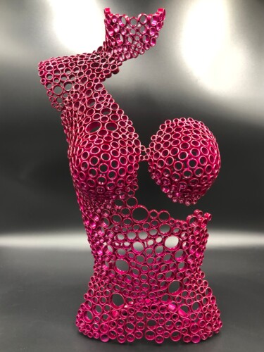 Sculpture intitulée ""Inaya" buste rose…" par Yohan Plu, Œuvre d'art originale, Métaux