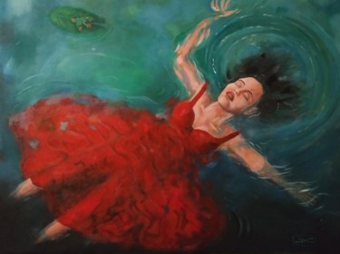 Peinture intitulée "La fille et la gren…" par Yo Ct, Œuvre d'art originale, Acrylique