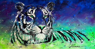 Malerei mit dem Titel "Tigre de Agua" von Yohanna Albornoz, Original-Kunstwerk, Acryl Auf Keilrahmen aus Holz montiert