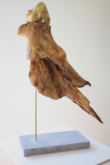 Sculptuur getiteld "Icare" door Yolaine Rilhac, Origineel Kunstwerk, Hout