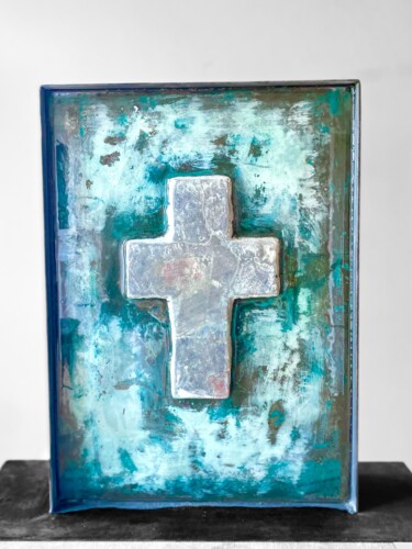 Sculpture titled "Croix" by Yolaine Rilhac, Original Artwork, Concrete